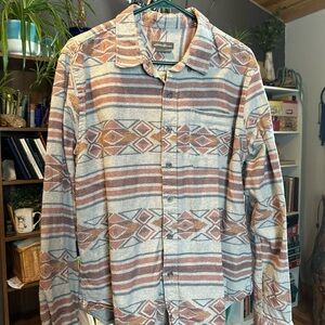 Eddie Bauer Geometric Pattern Shirt - Gray and Brown